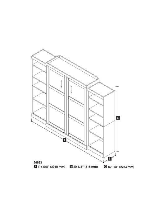 Bestar Murphy Wall Bed Pur Queen Murphy Wall Bed and 2 Storage Units (115W) - Available in 3 Colors