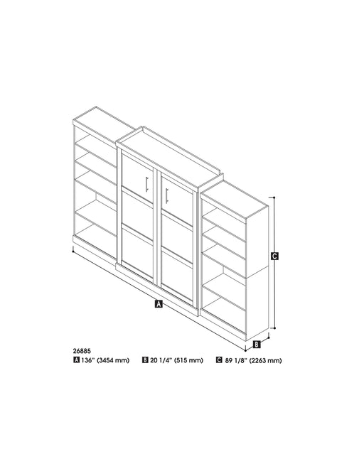 Bestar Murphy Wall Bed Pur Queen Murphy Wall Bed and 2 Storage Units (136”) - Available in 2 Colors