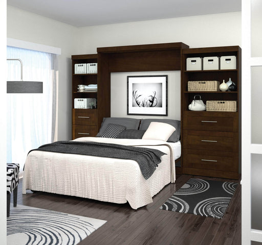 Bestar Murphy Wall Bed Pur Queen Murphy Wall Bed and 2 Storage Units with Drawers (126”) - Available in 2 Colors