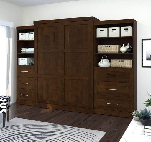 Bestar Murphy Wall Bed Pur Queen Murphy Wall Bed and 2 Storage Units with Drawers (126”) - Available in 2 Colors