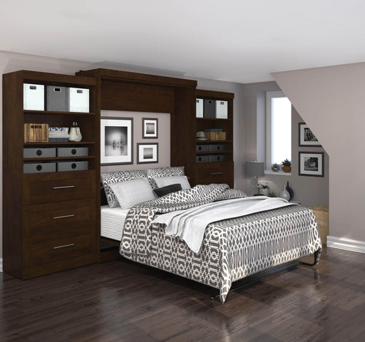 Bestar Murphy Wall Bed Pur Queen Murphy Wall Bed and 2 Storage Units with Drawers (136”) - Available in 2 Colors