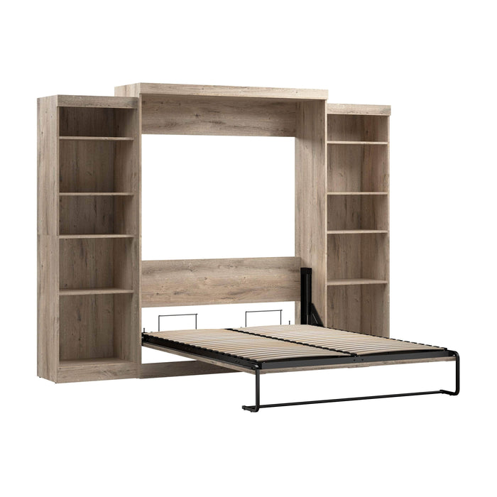 Bestar Murphy Wall Bed Rustic Brown Pur Queen Murphy Wall Bed and 2 Storage Units (115W) - Available in 7 Colors