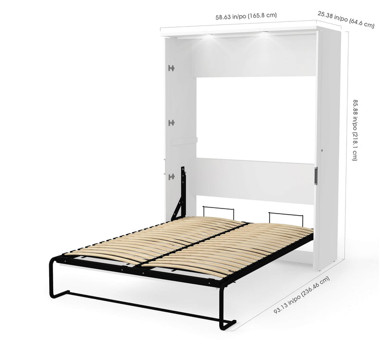 Bestar Murphy Wall Bed White Lumina Full Murphy Wall Bed and 1 Storage Unit (82“) - White
