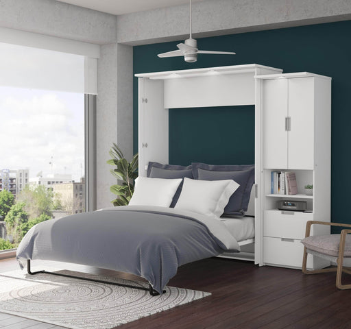 Bestar Murphy Wall Bed White Lumina Queen Murphy Wall Bed and 1 Storage Unit (89”) - White