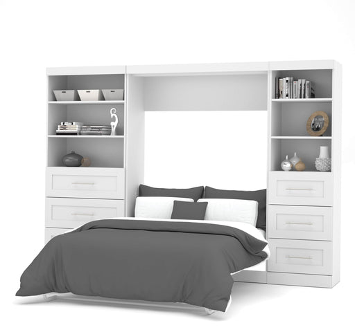 Bestar Murphy Wall Bed White Pur Full Murphy Wall Bed and 2 Storage Units with Drawers (120”) - Available in 2 Colors