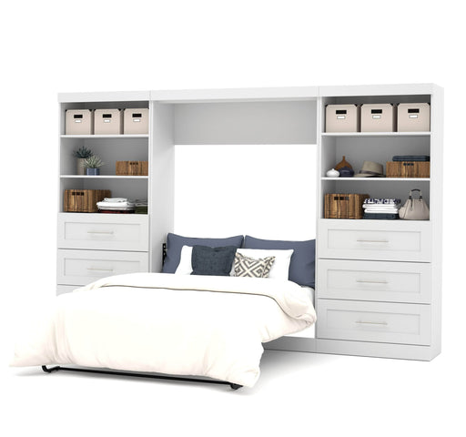 Bestar Murphy Wall Bed White Pur Full Murphy Wall Bed and 2 Storage Units with Drawers (131”) - Available in 2 Colors