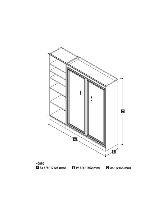 Bestar Murphy Wall Bed White Versatile Full Murphy Wall Bed and 1 Storage Unit (84”) - White