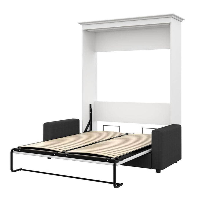 Bestar Murphy Wall Bed White with Gray Sofa Versatile Full Murphy Wall Bed and Sofa