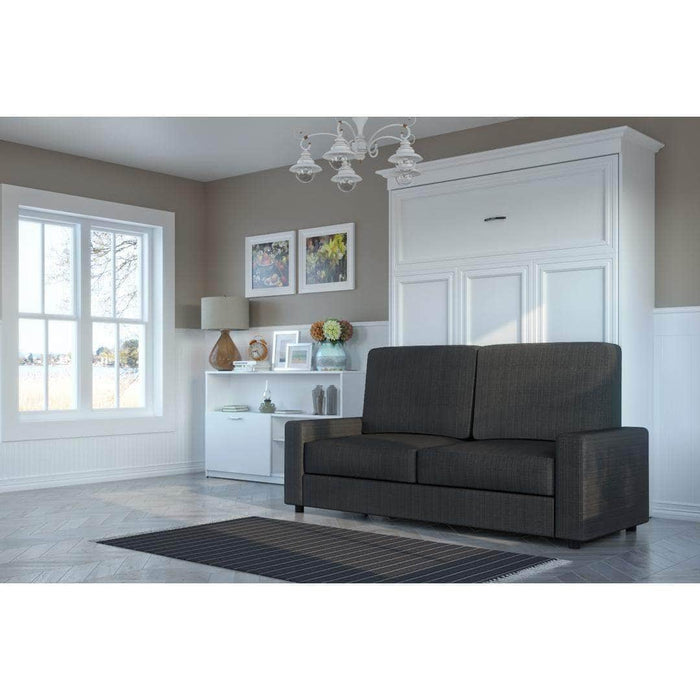 Bestar Murphy Wall Bed White with Gray Sofa Versatile Full Murphy Wall Bed and Sofa