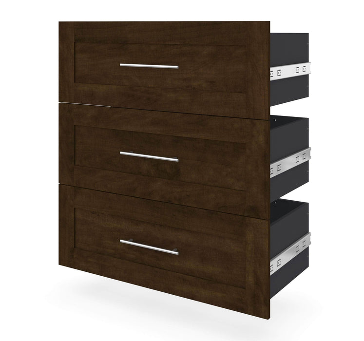 Bestar Storage Drawers Chocolate Pur 3-Drawer Set for Pur 36” Closet Organizer - Available in 4 Colors