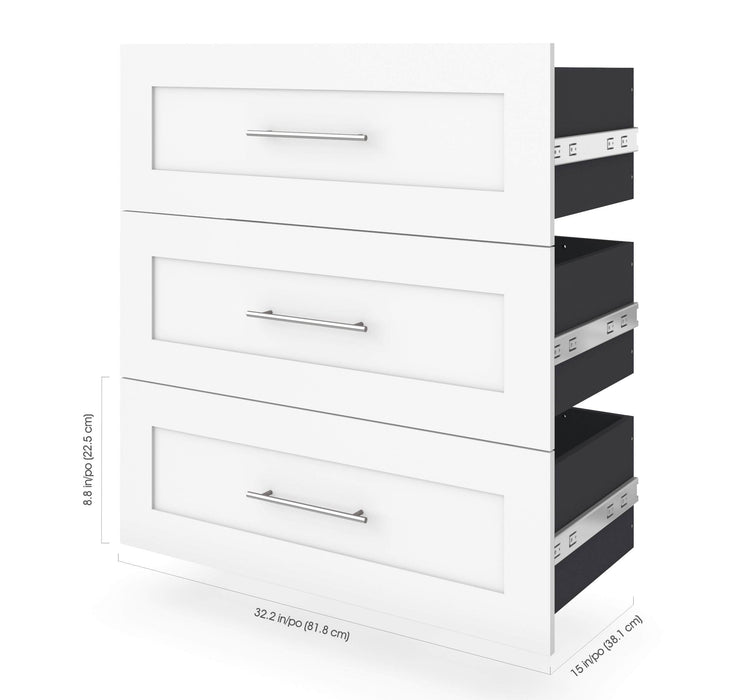 Bestar Storage Drawers Pur 3-Drawer Set for Pur 36” Closet Organizer - Available in 4 Colors