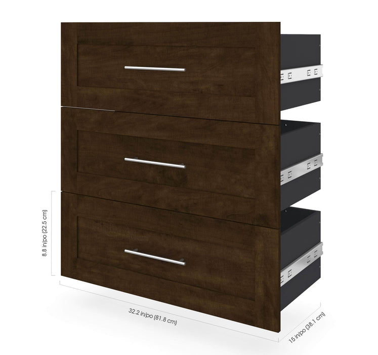 Bestar Storage Drawers Pur 3-Drawer Set for Pur 36” Closet Organizer - Available in 4 Colors