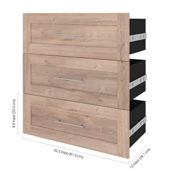 Bestar Storage Drawers Pur 3-Drawer Set for Pur 36” Closet Organizer - Available in 4 Colors