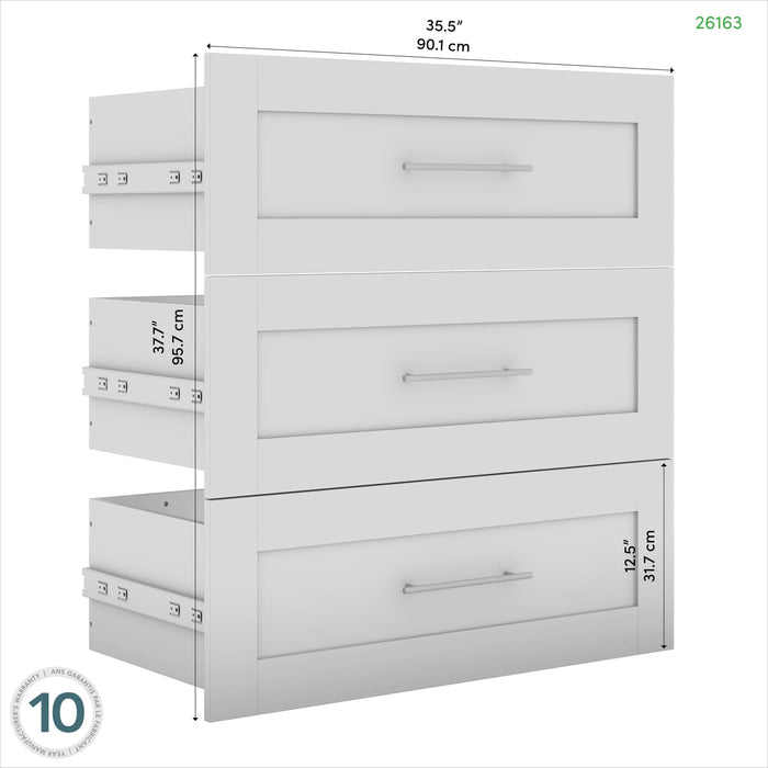 Bestar Storage Drawers Pur 3-Drawer Set for Pur 36W Closet Organizer - Available in 7 Colors