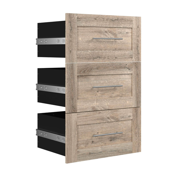 Bestar Storage Drawers Rustic Brown Pur 3 Drawer Set for Pur 25W Storage Unit - Available in 7 Colors