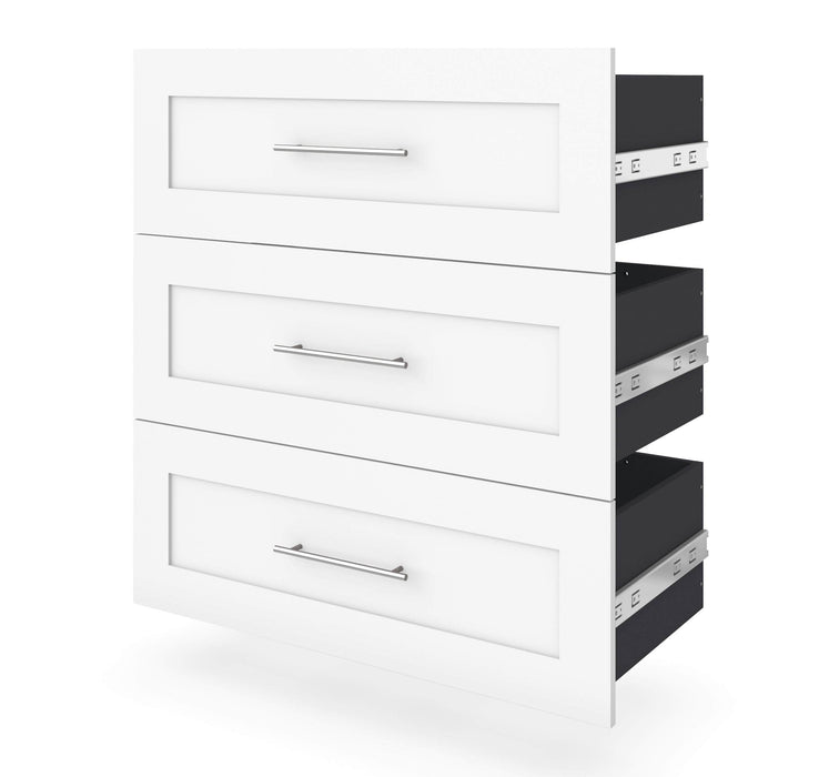 Bestar Storage Drawers White Pur 3-Drawer Set for Pur 36” Closet Organizer - Available in 4 Colors