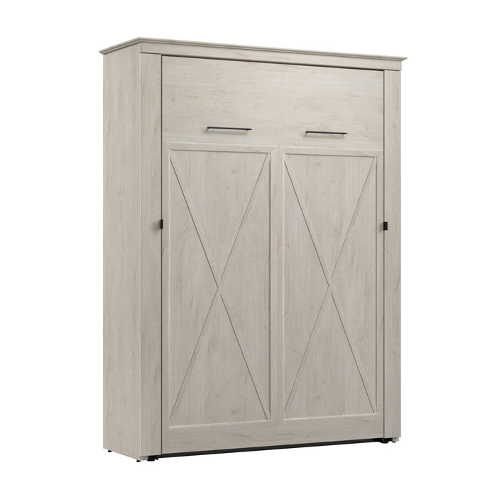 Bestar Key West 63W Full Murphy Bed in Linen White Oak