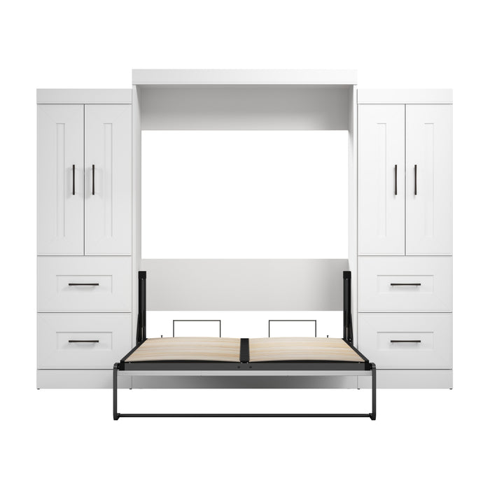 Bestar Edge Full Murphy Bed with Wardrobes (110W) in White