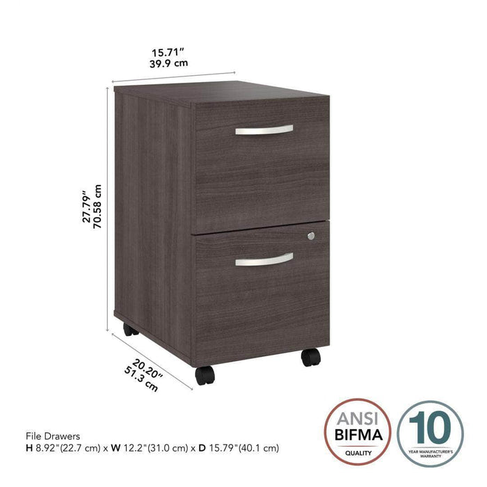 Pending - Bestar File Cabinet Zaniah 2 Drawer Mobile File Cabinet - Available in 3 Colors