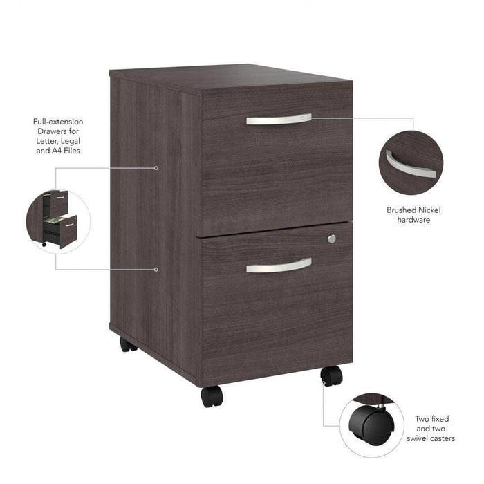 Pending - Bestar File Cabinet Zaniah 2 Drawer Mobile File Cabinet - Available in 3 Colors