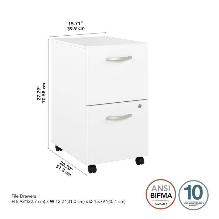 Pending - Bestar File Cabinet Zaniah 2 Drawer Mobile File Cabinet - Available in 3 Colors