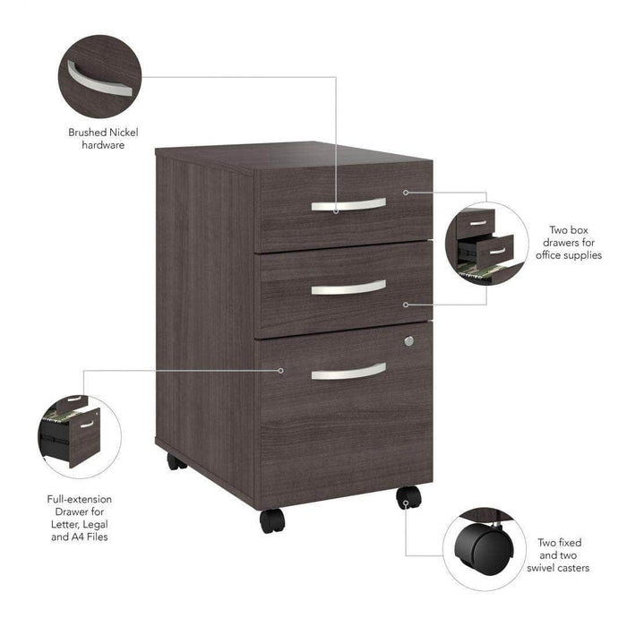 Pending - Bestar File Cabinet Zaniah 3 Drawer Mobile File Cabinet - Available in 3 Colors