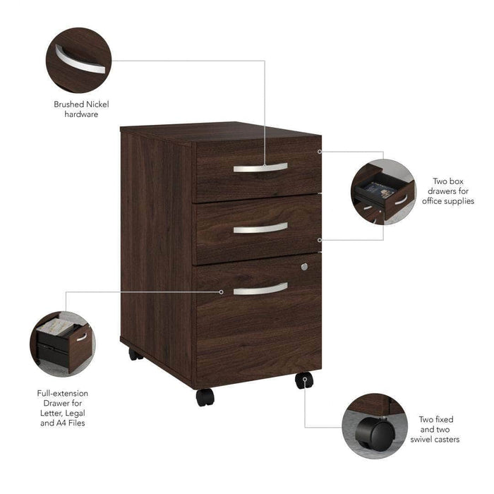 Pending - Bestar File Cabinet Zaniah 3 Drawer Mobile File Cabinet - Available in 3 Colors