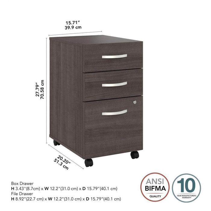 Pending - Bestar File Cabinet Zaniah 3 Drawer Mobile File Cabinet - Available in 3 Colors