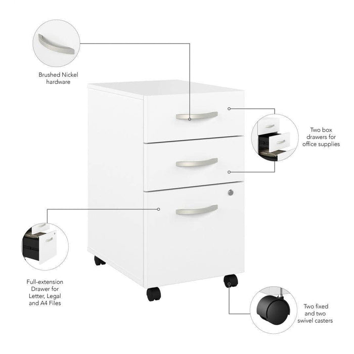 Pending - Bestar File Cabinet Zaniah 3 Drawer Mobile File Cabinet - Available in 3 Colors