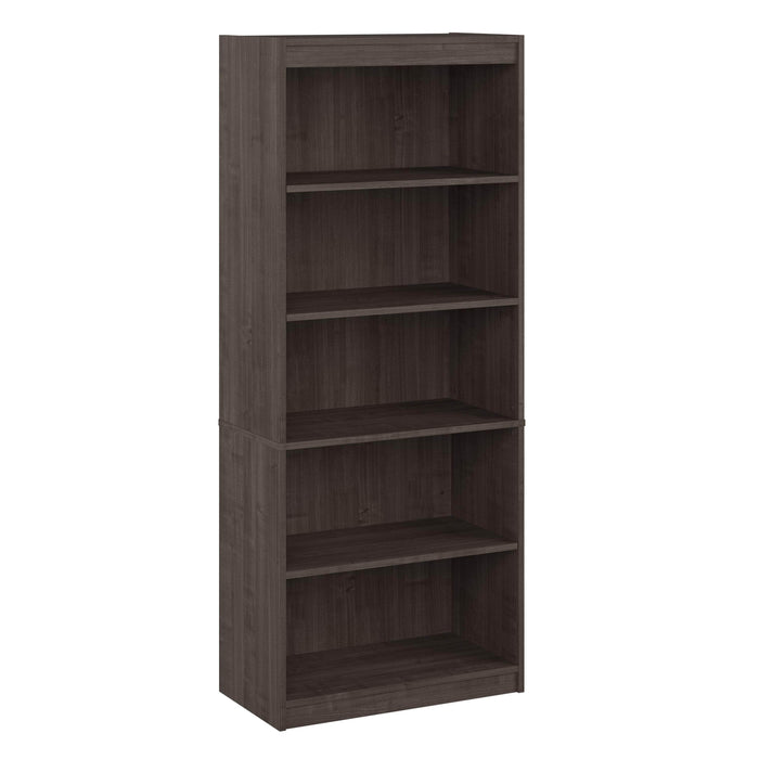 Pending - Bestar Bookcase Medium Gray Maple Logan 30W 5 Shelf Bookcase - Available in 4 Colors