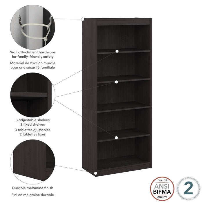 Pending - Bestar Bookcase Ridgeley 30W 5 Shelf Bookcase - Available in 3 Colors