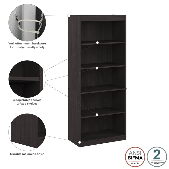 Pending - Bestar Bookcase Ridgeley 30W 5 Shelf Bookcase - Available in 3 Colors