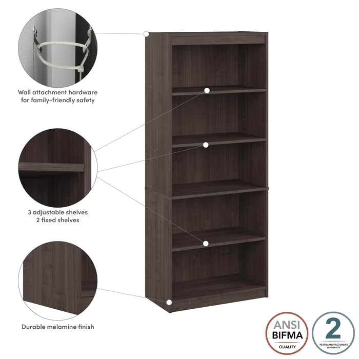 Pending - Bestar Bookcase Ridgeley 30W 5 Shelf Bookcase - Available in 3 Colors