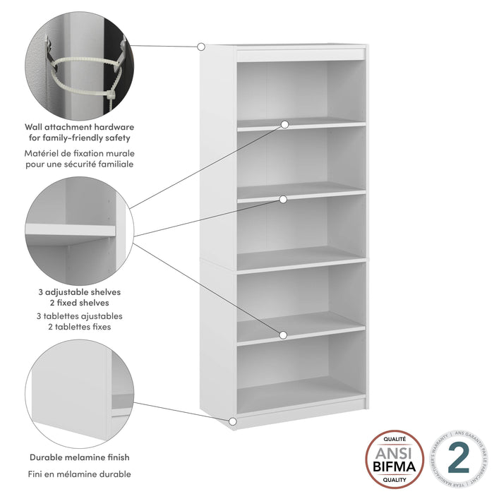 Pending - Bestar Bookcase Universel 30W Standard 5 Shelf Bookcase - Available in 4 Colors