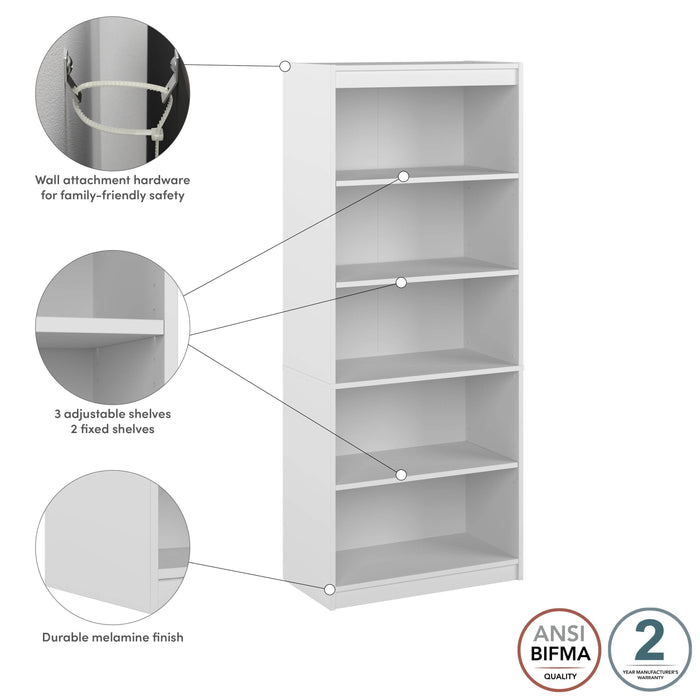 Pending - Bestar Bookcase Universel 30W Standard 5 Shelf Bookcase - Available in 4 Colors