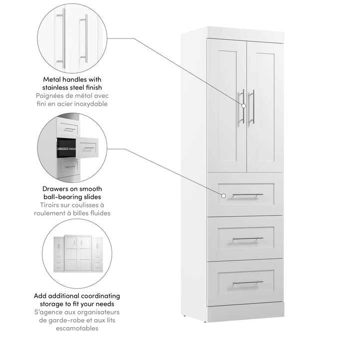 Pending - Bestar Closet Organizer Pur 25W Wardrobe with Drawers - Available in 7 Colors