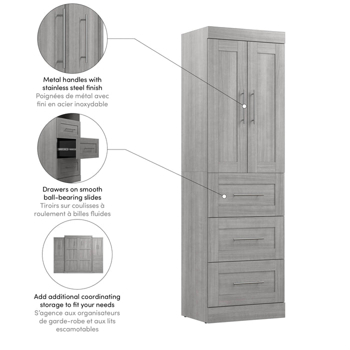 Pending - Bestar Closet Organizer Pur 25W Wardrobe with Drawers - Available in 7 Colors