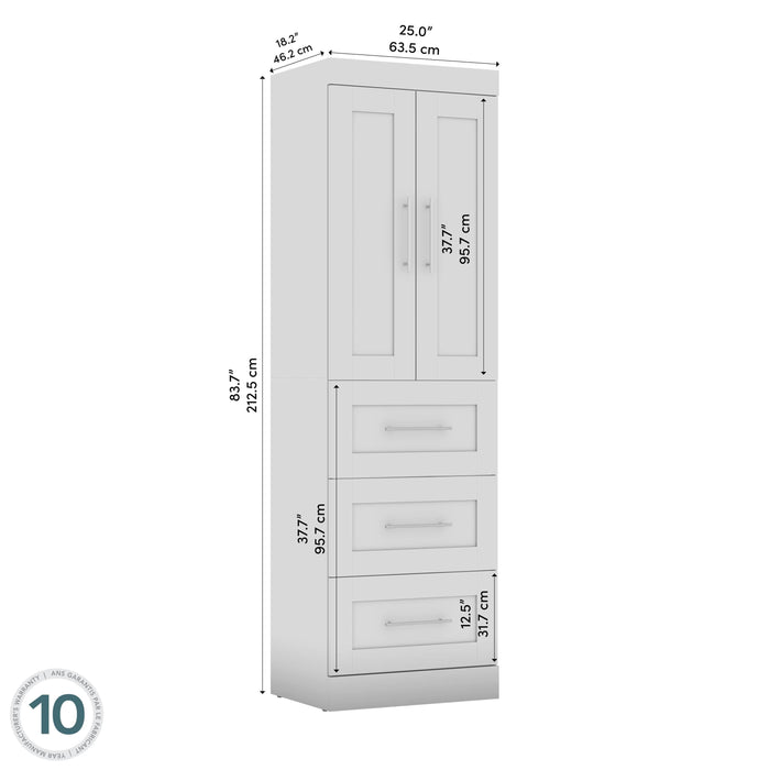 Pending - Bestar Closet Organizer Pur 25W Wardrobe with Drawers - Available in 7 Colors