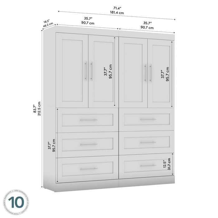 Pending - Bestar Closet Organizer Pur 72W Closet Organization System with Drawers - Available in 5 Colors