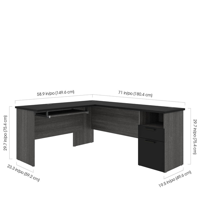 Pending - Bestar Desk Norma 71W L-Shaped Desk - Available in 2 Colors