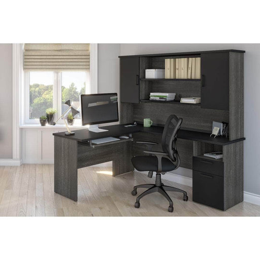 Pending - Bestar Desk Norma 71W L-Shaped Desk with Hutch - Available in 2 Colors