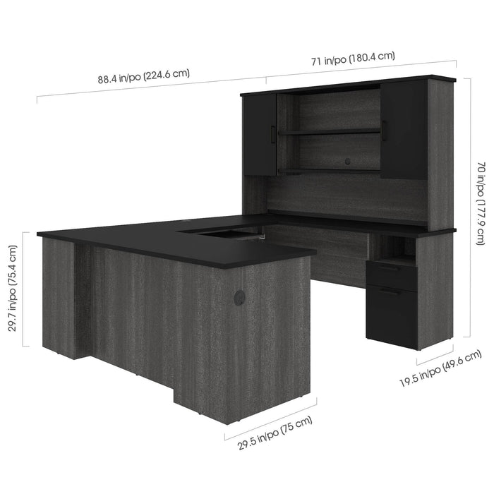 Pending - Bestar Desk Norma 71W U Or L-Shaped Executive Desk with Hutch - Available in 2 Colors