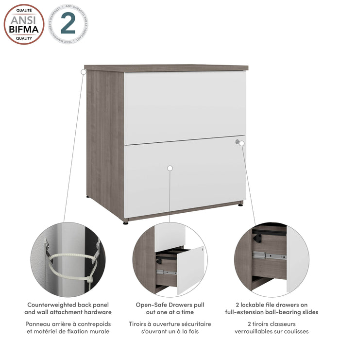 Pending - Bestar File Cabinet Ridgeley 28W 2 Drawer Lateral File Cabinet - Available in 3 Colors