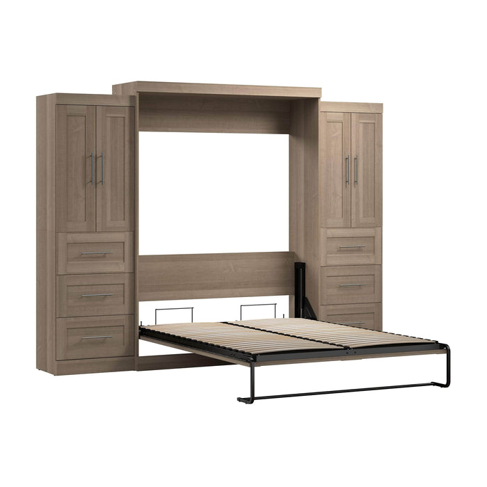 Pending - Bestar Murphy Wall Bed Ash Gray Pur Murphy Bed with Closet Storage Cabinets (115W) - Available in 7 Colors