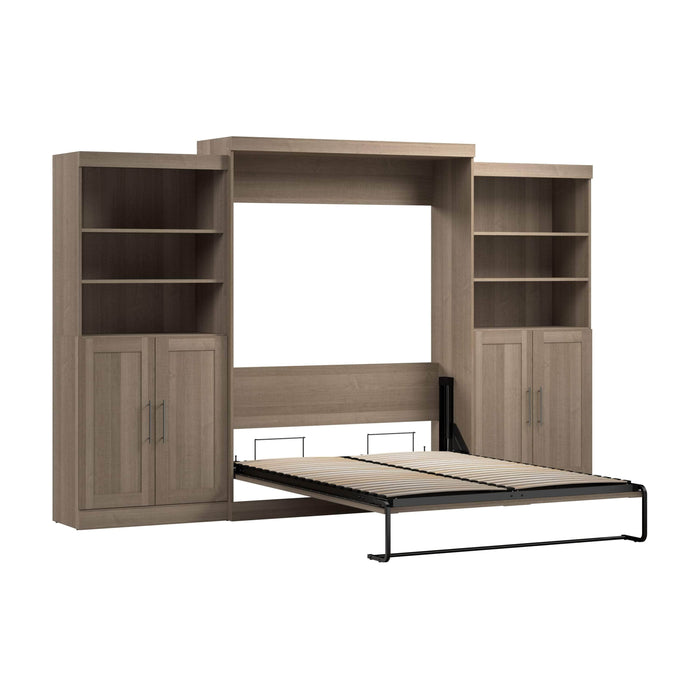 Pending - Bestar Murphy Wall Bed Ash Gray Pur  Murphy Bed with Closet Storage Organizers (136W) - Available in 5 Colors