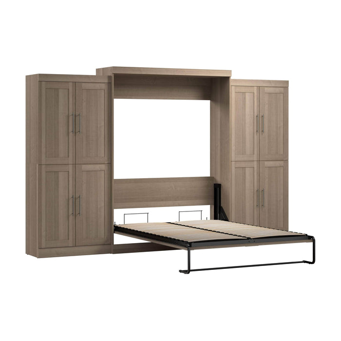 Pending - Bestar Murphy Wall Bed Ash Gray Pur Murphy Bed with Storage Cabinets (136W) - Available in 5 Colors