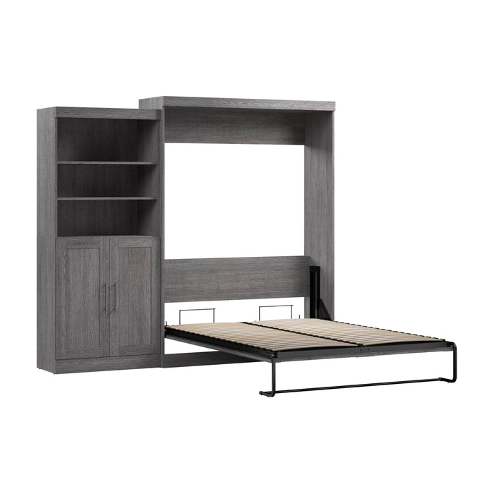 Pending - Bestar Murphy Wall Bed Bark Gray Pur  Murphy Bed and Closet Organizer with Doors (101W) - Available in 5 Colors