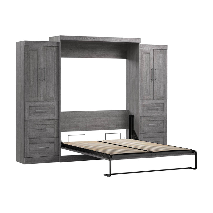 Pending - Bestar Murphy Wall Bed Bark Gray Pur Murphy Bed with Closet Storage Cabinets (115W) - Available in 7 Colors