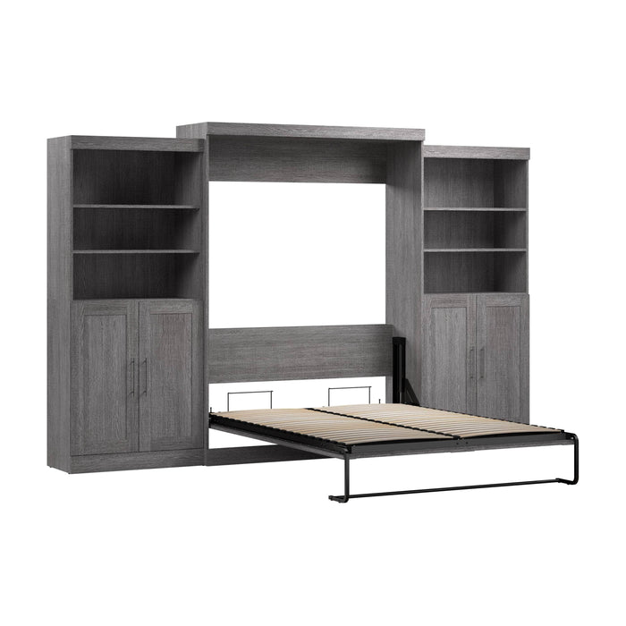 Pending - Bestar Murphy Wall Bed Bark Gray Pur  Murphy Bed with Closet Storage Organizers (136W) - Available in 5 Colors