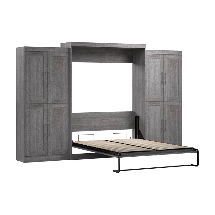 Pending - Bestar Murphy Wall Bed Bark Gray Pur Murphy Bed with Storage Cabinets (136W) - Available in 5 Colors